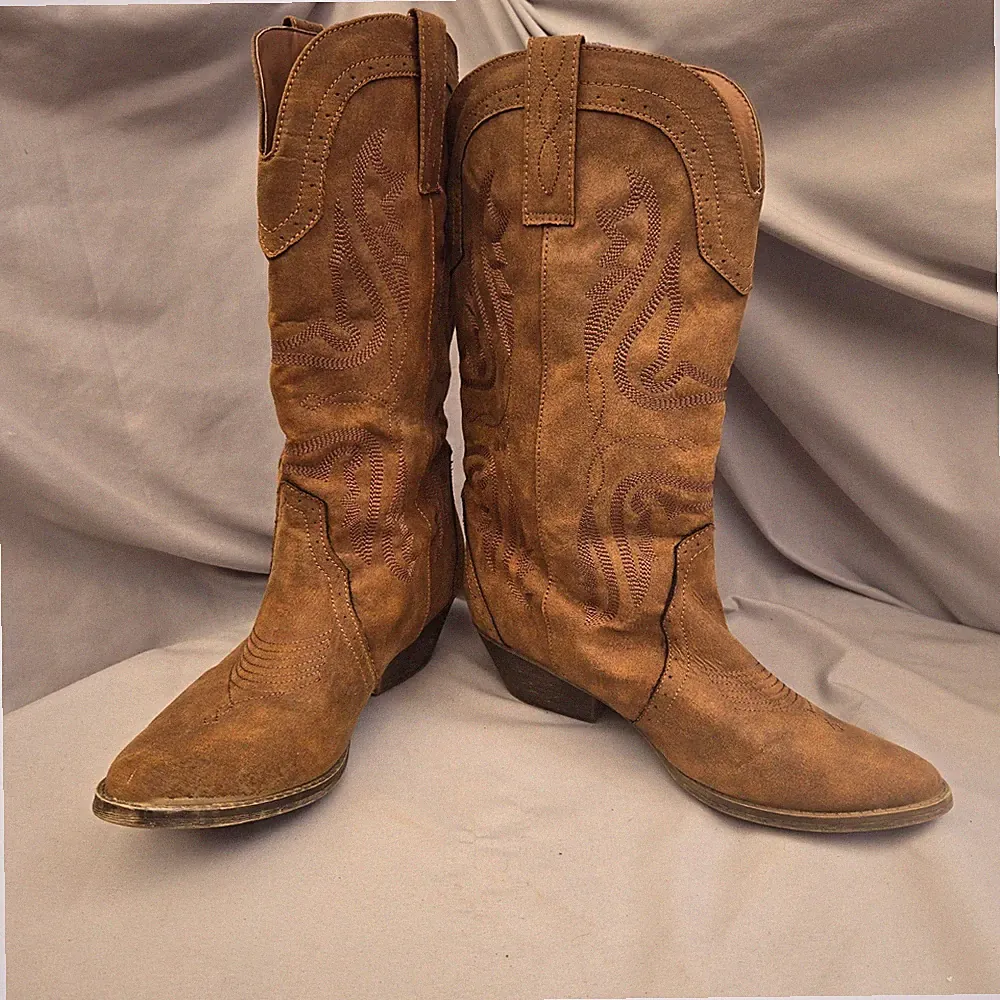 Sugar Boots Womens 10M Brown Pull On Tammy Western Embroidered Cowgirl 2" Heel