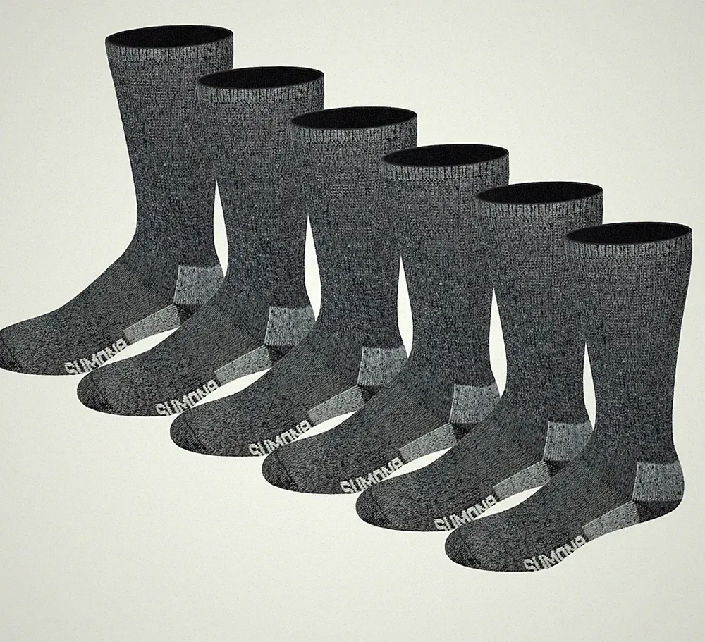 Sumona 6 Pairs Pack Men's Women 75% Merino Wool Hiking Thermal Boot Socks