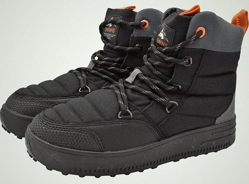 SWIMS Womens 9 Snow Runner Black Orange Insulated High-Top Lace-Up Snow Boots