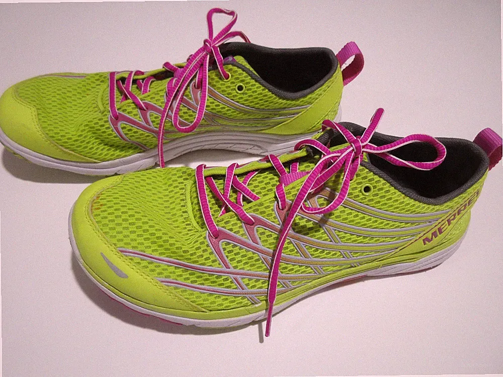 Sz 10 Merrell Bare Access XTR Womens Hiking Shoes Flexible Neon Green
