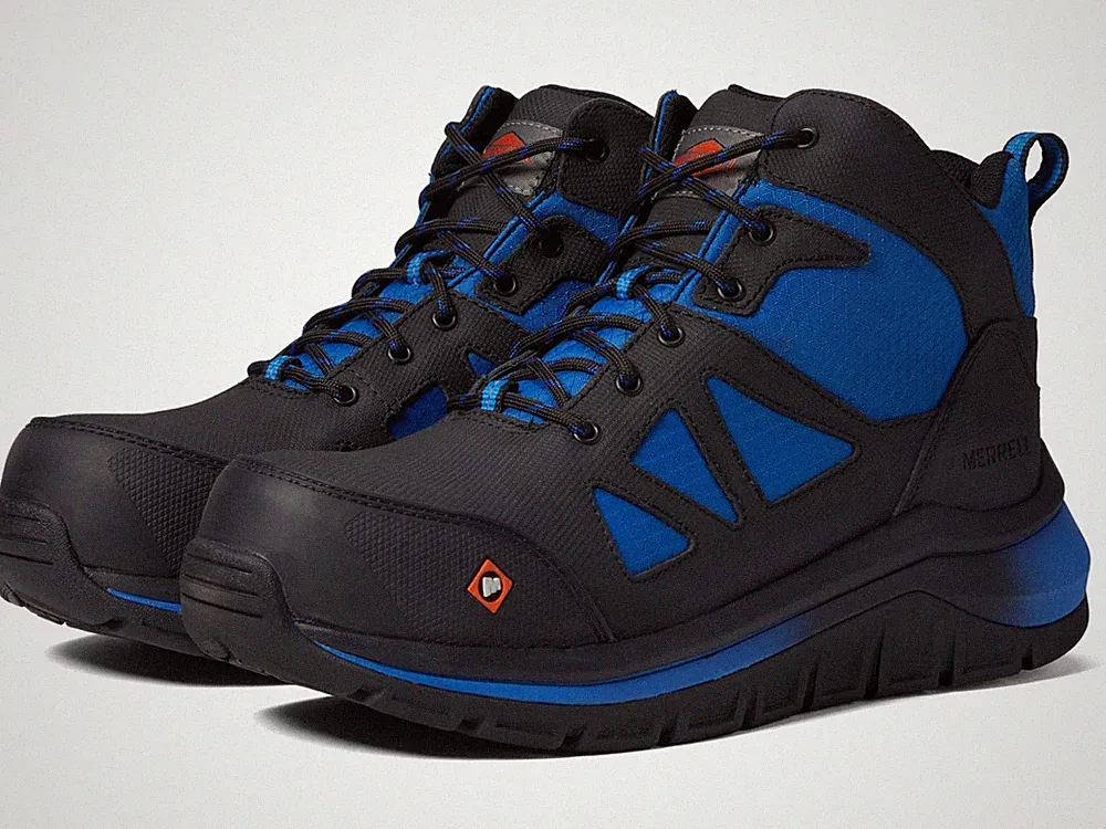 Sz 13.5 Women/12 Men Merrell Day One Safety Speed Mid CF Blue US Men's 12, Wo..