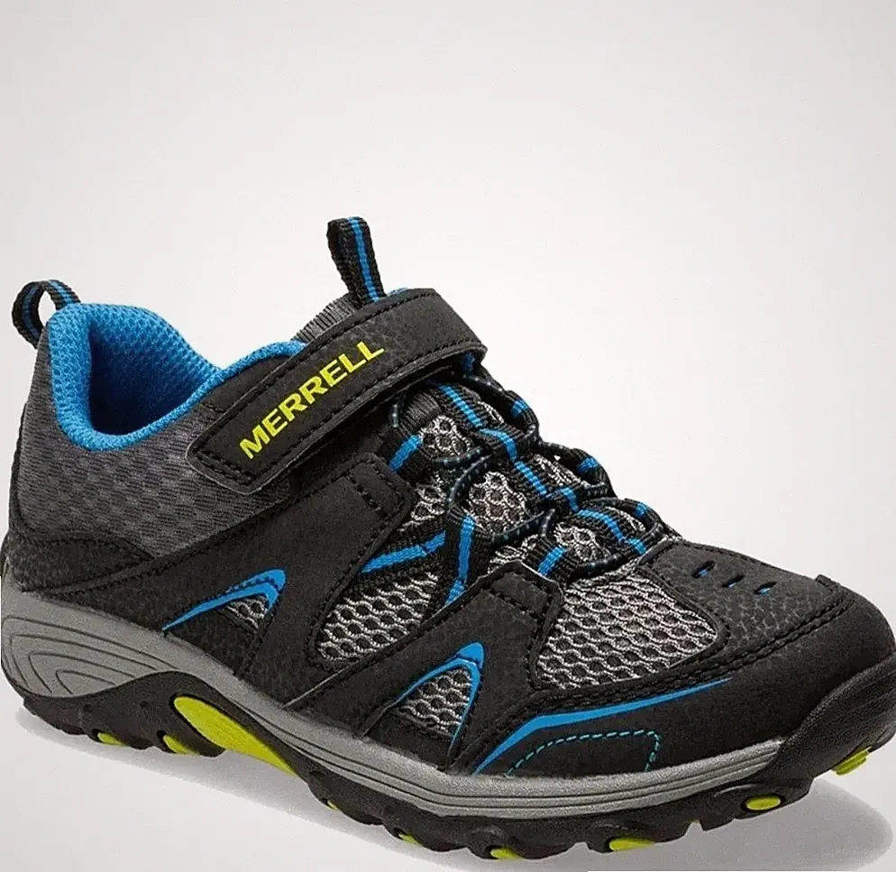 Sz 6 Big Kid Merrell Boys' Trail Chaser Hiking Sneaker, Black/Blue, 6 Big Kid