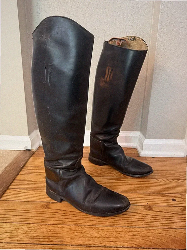 Tall Riding Boots Womens 8.5 Black Leather Equestrian 14 Calf 19 Shaft