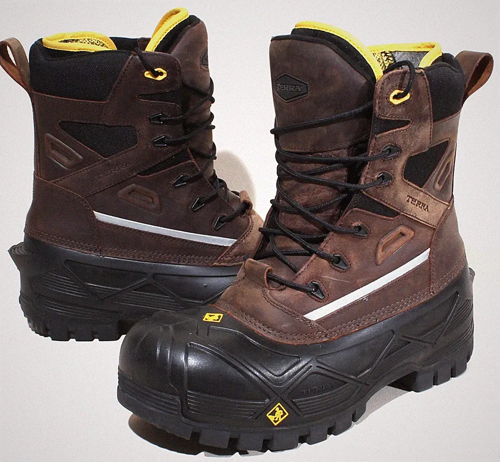 Terra Crossbow XS Mens Size 11 Insulated Safety Toe Work Boots Brown Ice Grip