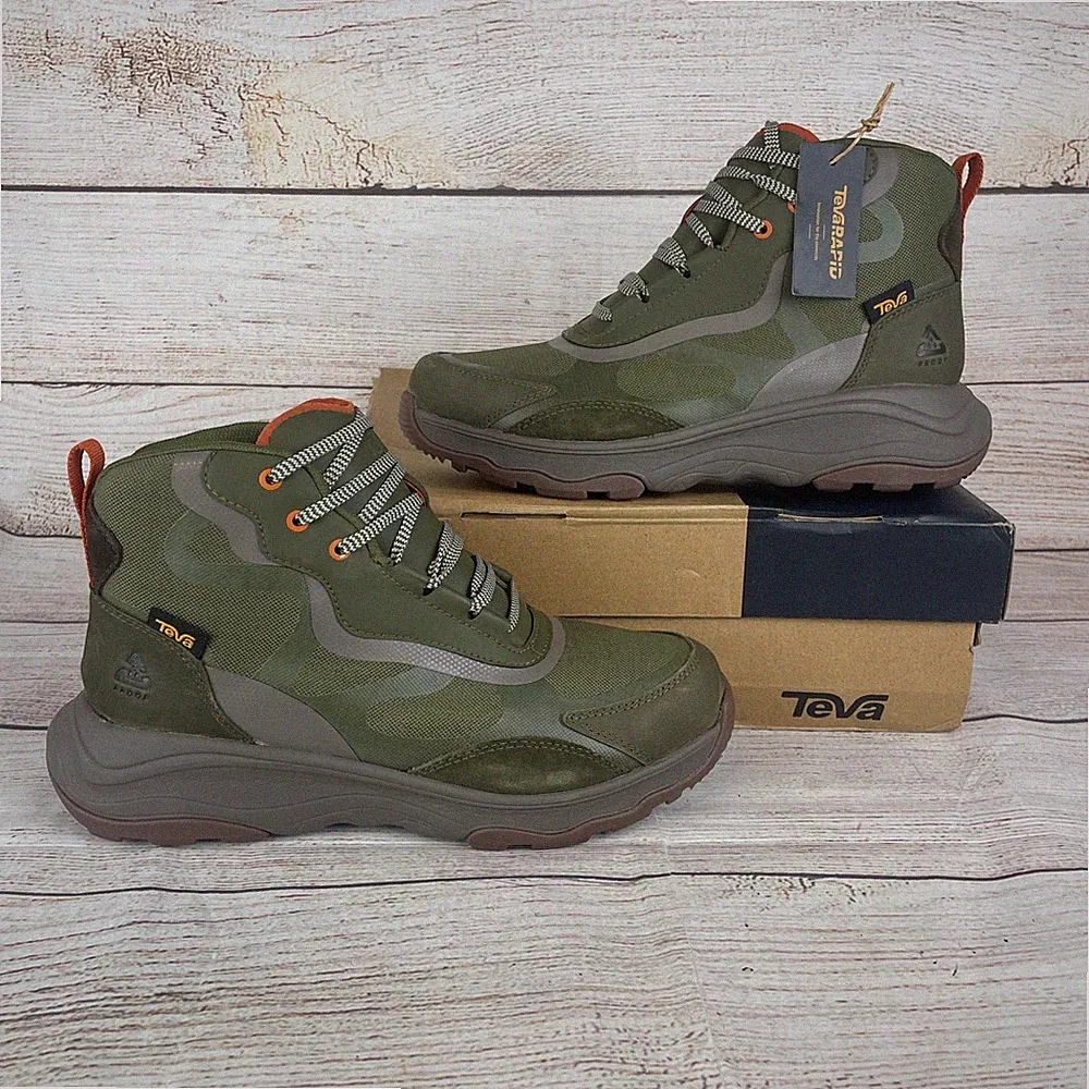 Teva Geotrecca RP Mens Sz 8 Hiking Boots Olive Green Waterproof