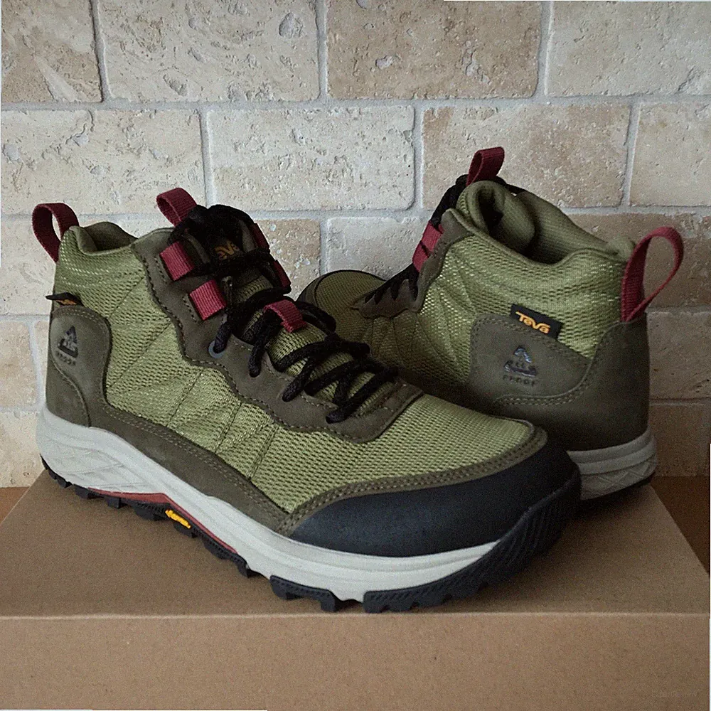 TEVA GRANDVIEW MID DARK OLIVE LEATHER WATERPROOF HIKING SHOES BOOTS SIZE 8.5 MEN