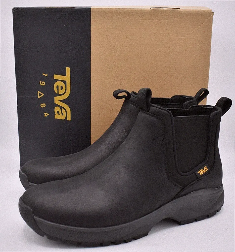 Teva Mens Size 11 Tusayan Black leather Pull On Water Resistant Chelsea Boots