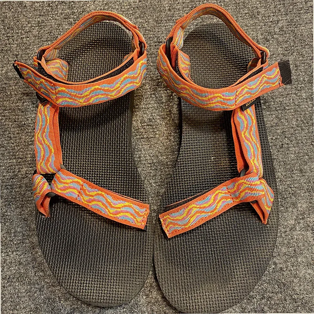 Teva Womens 10 Orange Original Sandals Revive 80s Vegan Beach Limited Edition