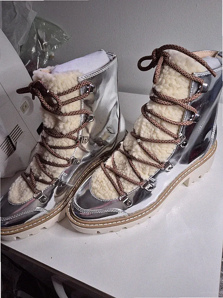 The Drop Stylish Hiking/Winter Boots metallic In Color Womens Size 8m