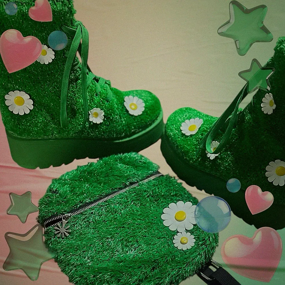 “The Grass Is Always Greener” Delia’ S Platform Turf Boots & Mini Backpack Set