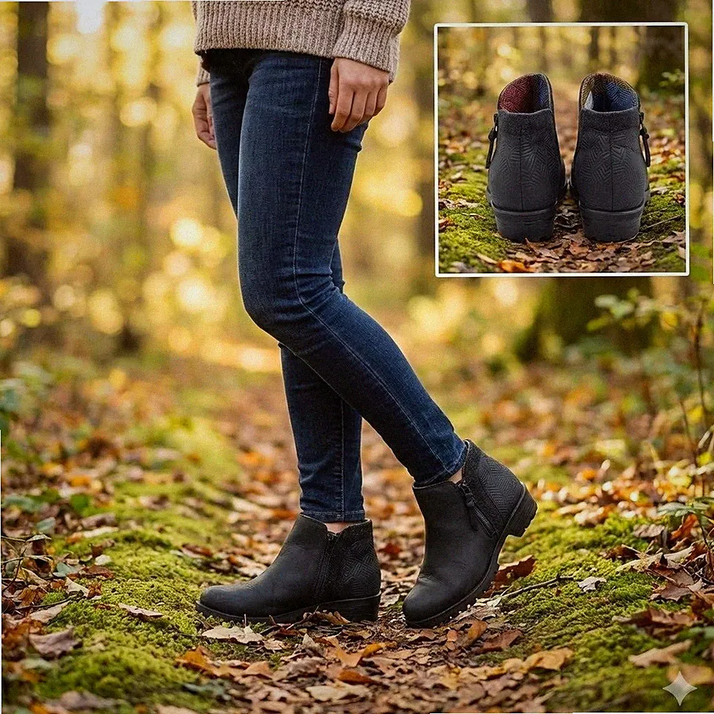 The North Face Ballard Rain Boots Womens Sz 7 Black Leather Waterproof Zip Ankle