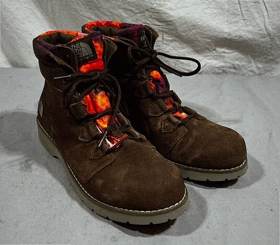 The North Face Heatseeker Insulated Brown Leather Top Fold Boots US 10 EU 41