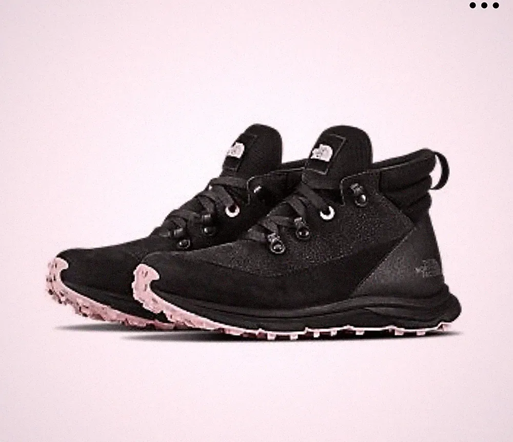 The North Face Men's Black Pink Lace-Up Suede Hiking Boots Ankle Rubber Outsole