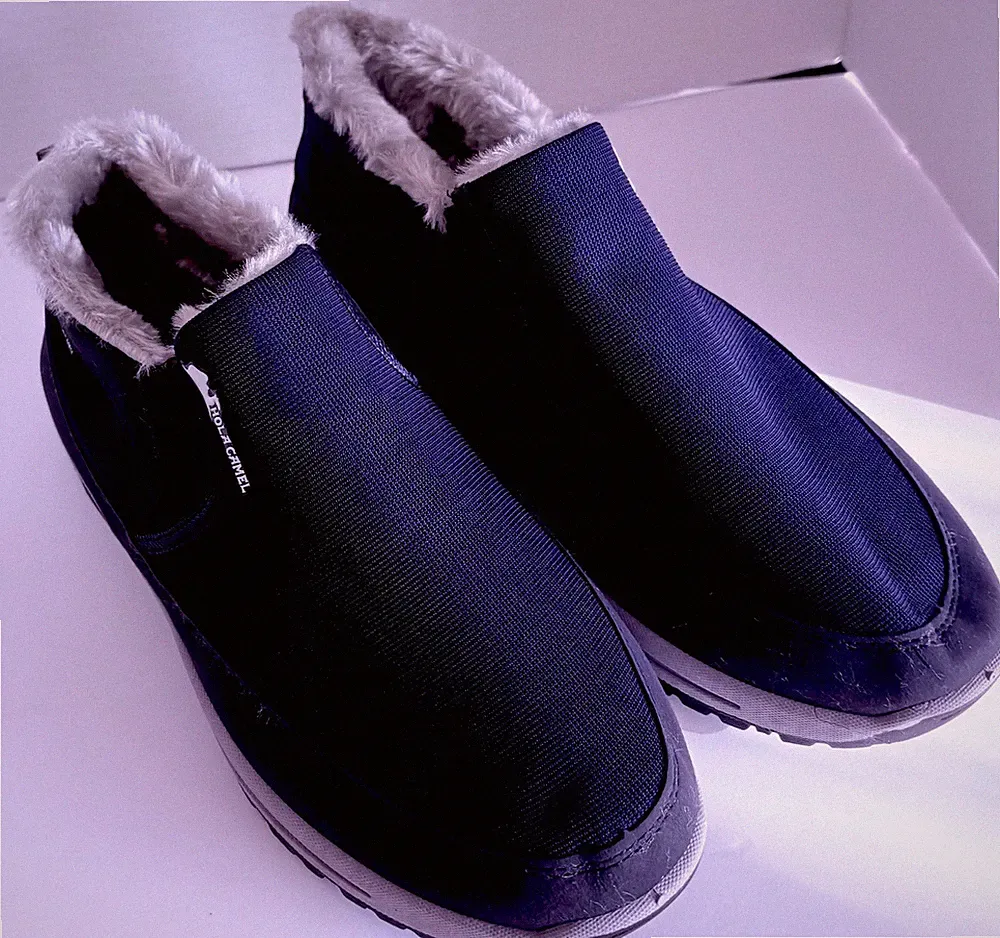 TheFirstYoung, Dark Blue / Gray, Men’s Outdoor Slip-on Warm Hiking Boots W-Proof