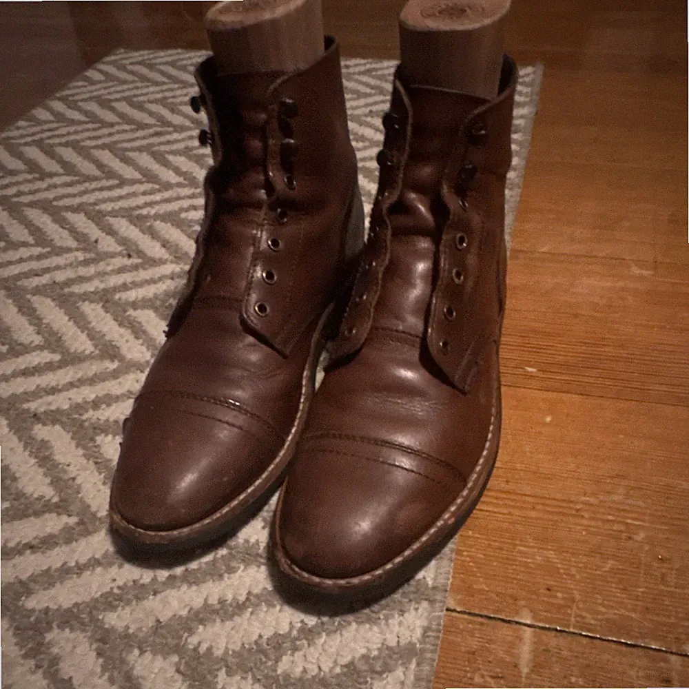 Thursday Brown Leather Cap Toe Men's Combat Boots Lace Up Size 8