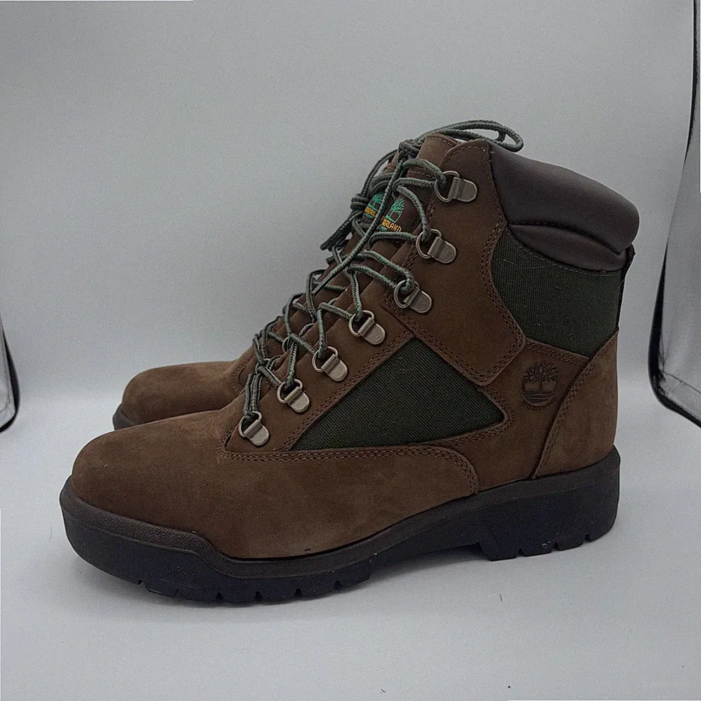 Timberland 6-Inch Waterproof Field Boots Men's Size 8 Beef Broccoli Hiking