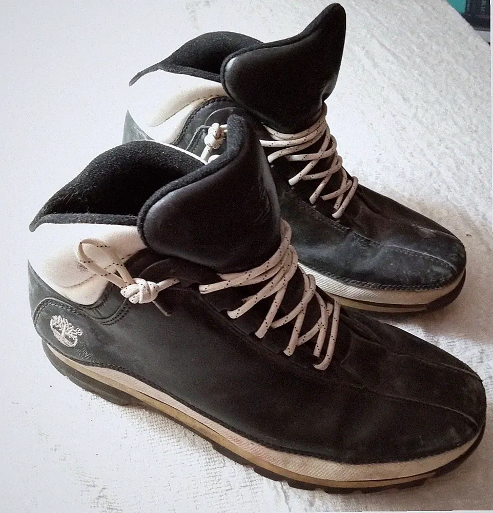 TIMBERLAND 85098 Leather Hiking Boots Black White ACT Tech Men’s 9.5M