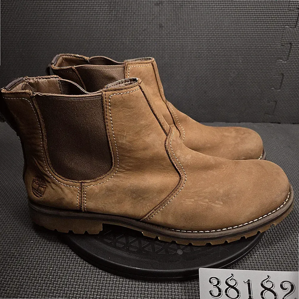 Timberland Chelsea Boots Mens Size 12 Brown Nubuck Ankle Pull On Casual A13HZ