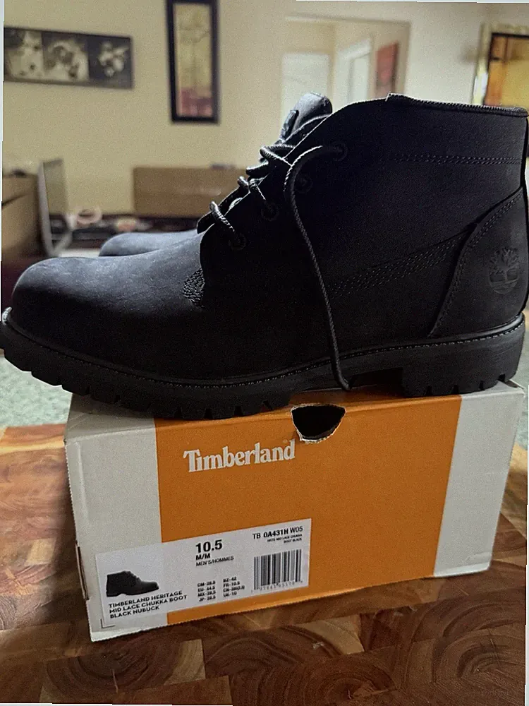 🔥🔥Timberland Chukka Boots Men's 10.5 Black Leather Lace Up!!! 🔥🔥🔥