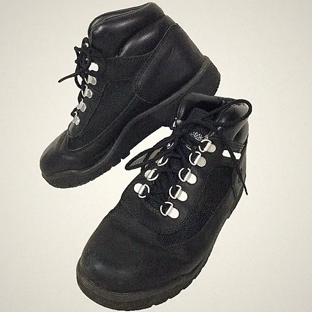 Timberland Field - Boy's Size 4 -Black Leather Trail Hiking Boots - 15906 - 3730