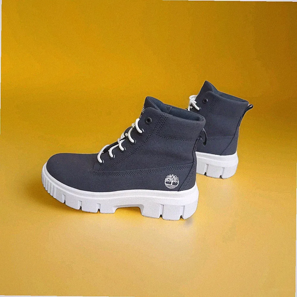 Timberland Greyfield Lace-Up Boots Dark Blue Canvas Wmn Sz 8 No Tags