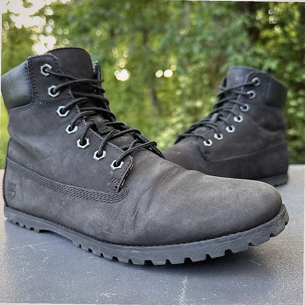 Timberland Joslin Combat Ankle Boots Women Sz 7.5 Black Nubuck A19GR A0460 Laces