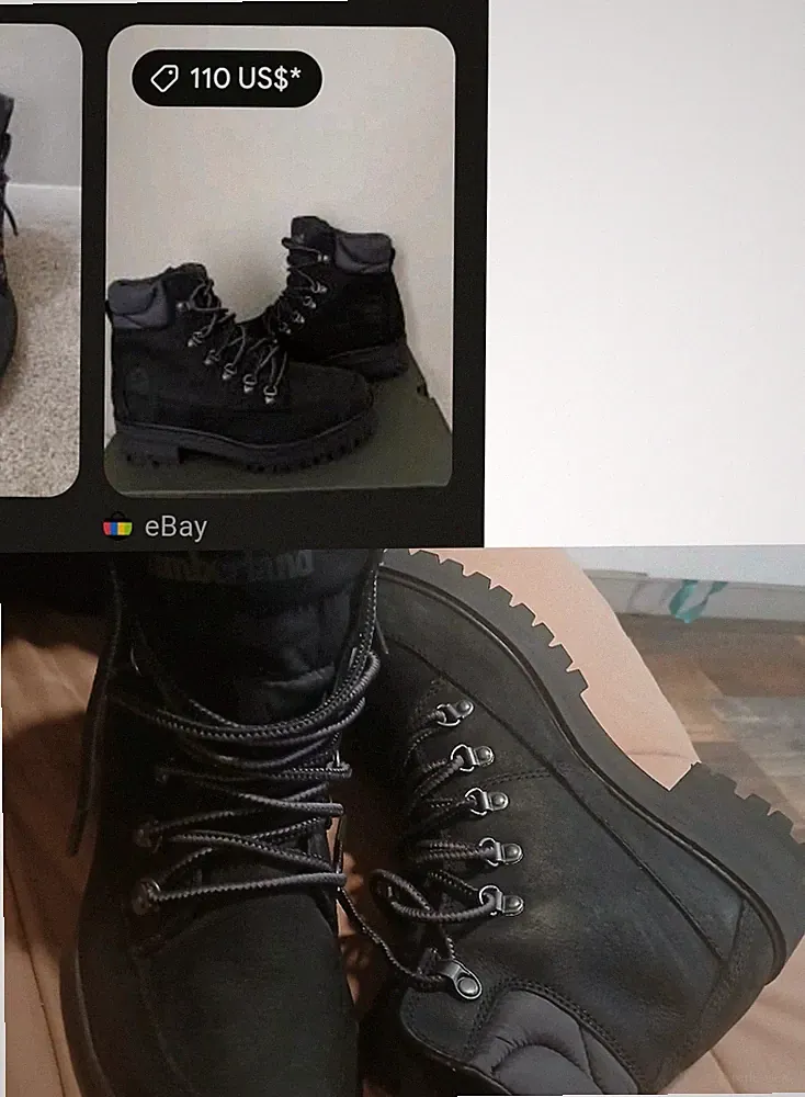 Timberland Men's Black Lace-Up Ankle Work Boots Round Toe Eyelets Logo