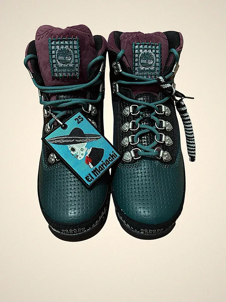 Timberland Men's Hiker Boots Teal Purple Black Leather Upper Lace-Up
