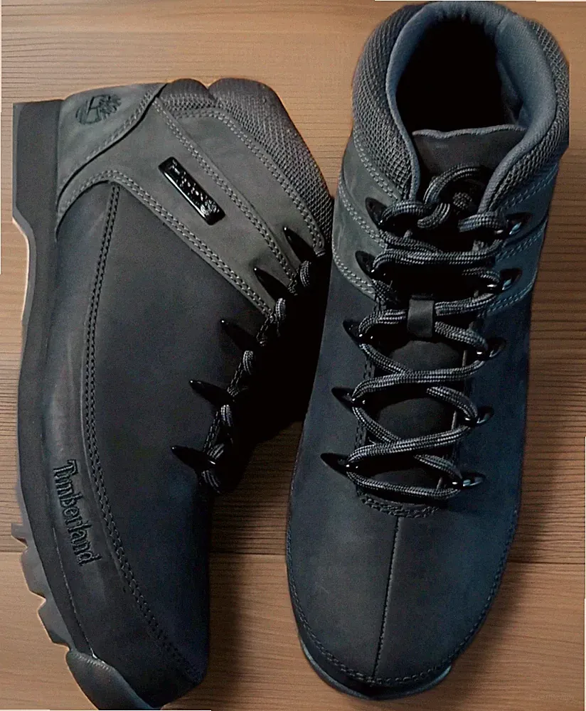 Timberland Mens Euro Sprint Leather Hiker Boots Black Charcoal New W Box Sz 12.0