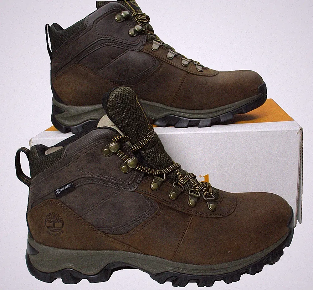 Timberland Mt. Maddsen Waterproof Mid Hiker Dark Brown Leather Boots Mens Sz 12