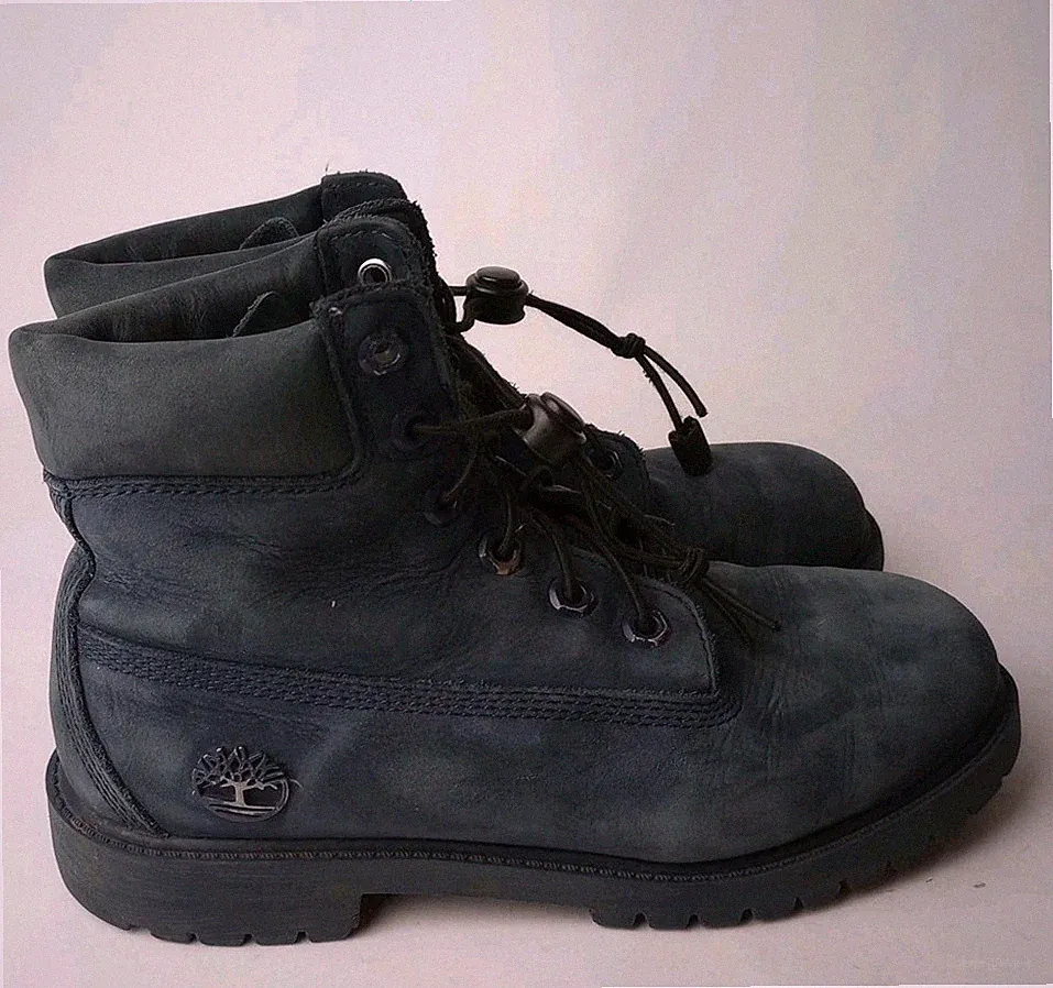 Timberland Premium 6" Boys Boots,Blue Nubuck Leather,Boys Kids Sz 4.5