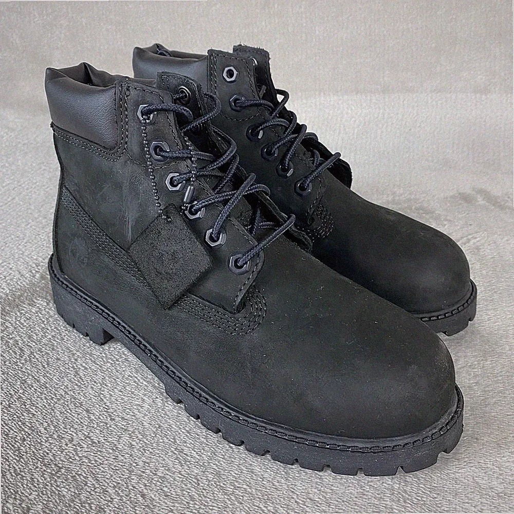 Timberland Premium 6 inch Kids Boys Boots Size 4 Black Nubuck Waterproof NEW