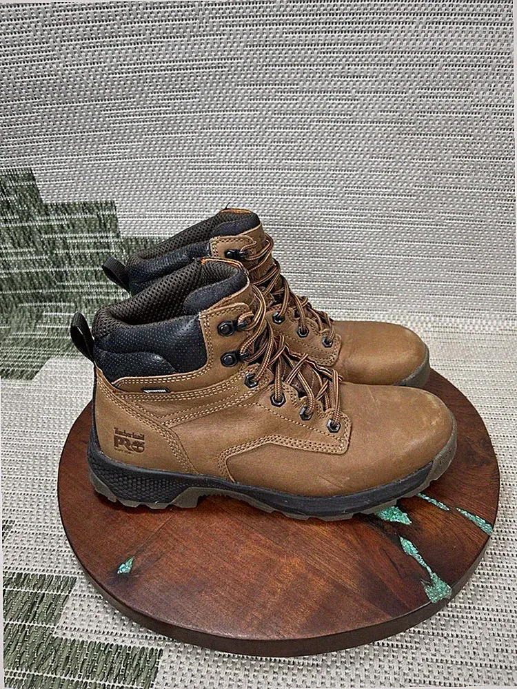 Timberland Pro Boots Mens Size 8.5 M Titan Ev Soft Toe Work Potting Soil Leather