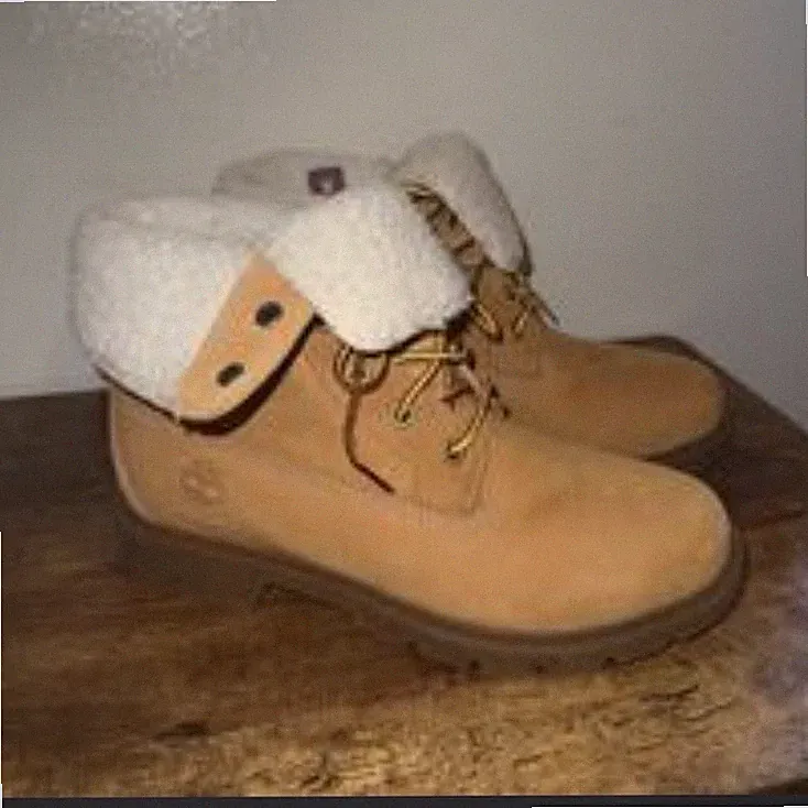 Timberland Tan Shearling Lined Ortholite Leather Work Boot Men's Size 8.5