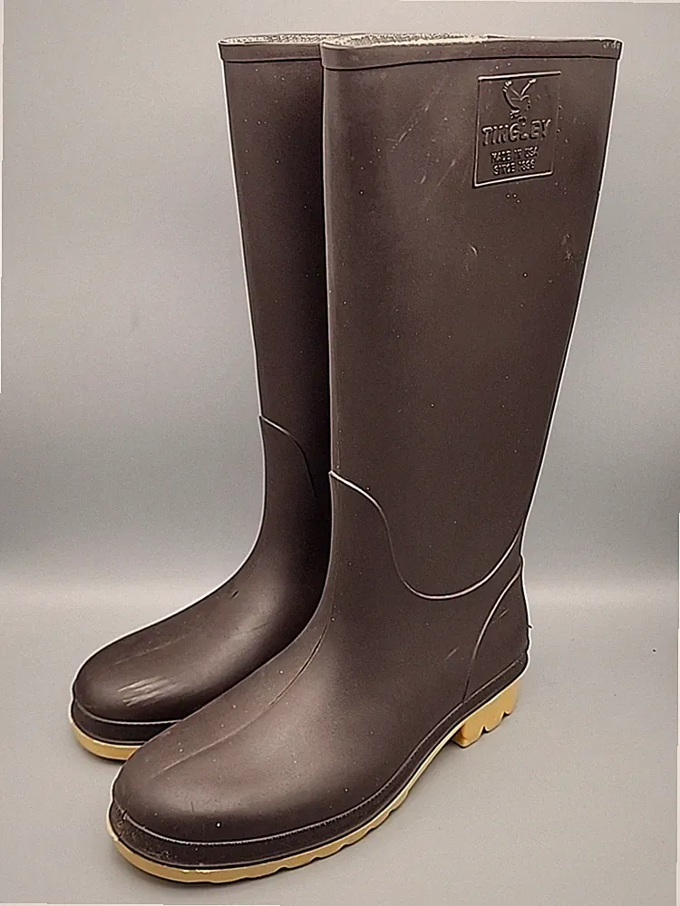 TINGLEY Womens Brown Rubber Rain Boots Size 5 Knee High 14"