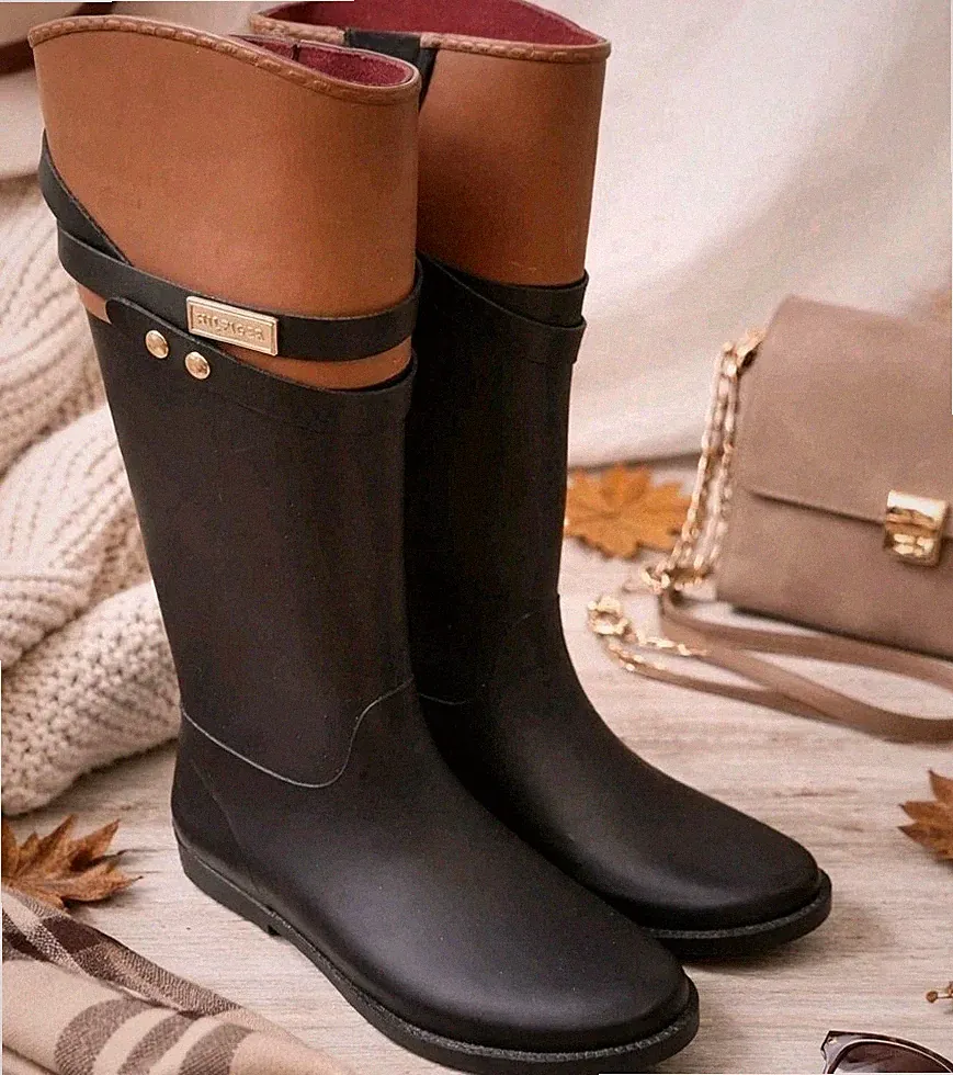 Tommy Hilfiger Rubber Rain Boots Equestrian Style Women’s Tall Black Sz 9