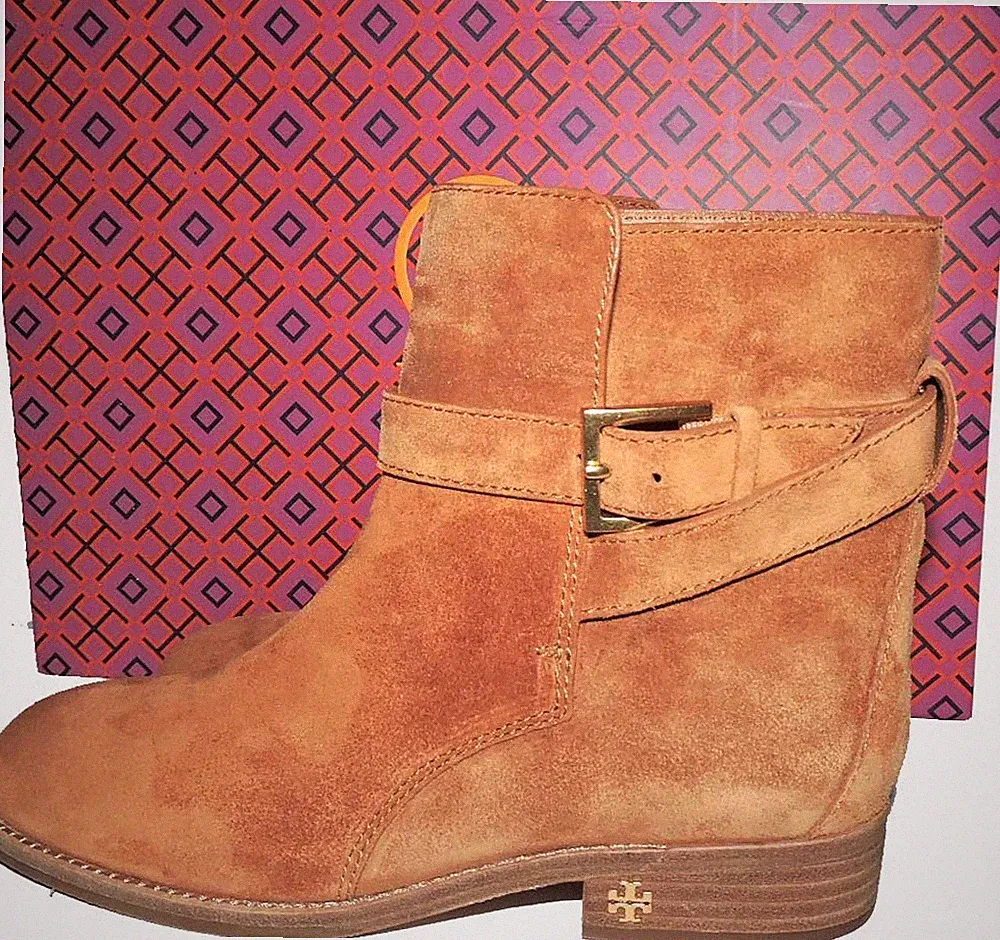 Tory Burch Ankle Boots Brook Hiking Buckles Riding Booties Sz. 8.5