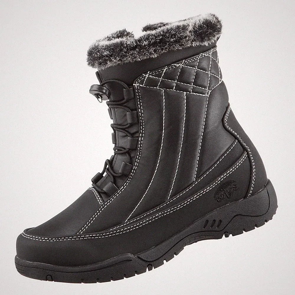 Totes Eve Women's 9 Snow Boots Winter Rainboots Water Resistant Side Zip Black