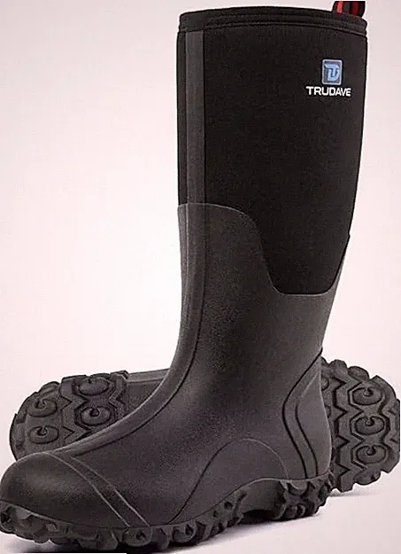 TRUDAVE Rubber Boots for Men with Steel Shank, Waterproof Rain Boots, Size 8 US