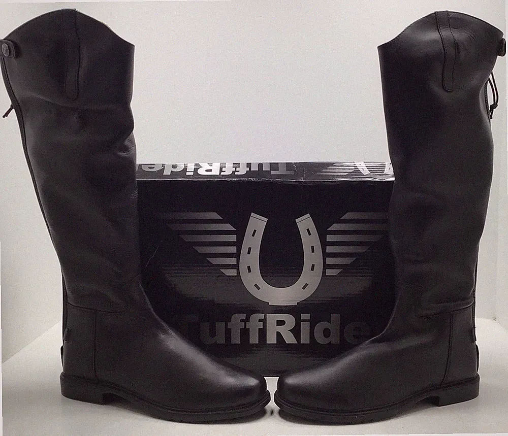 TuffRider Men's Baroque Tall Dress Boots In Black Size 13 Wide DEFECTS