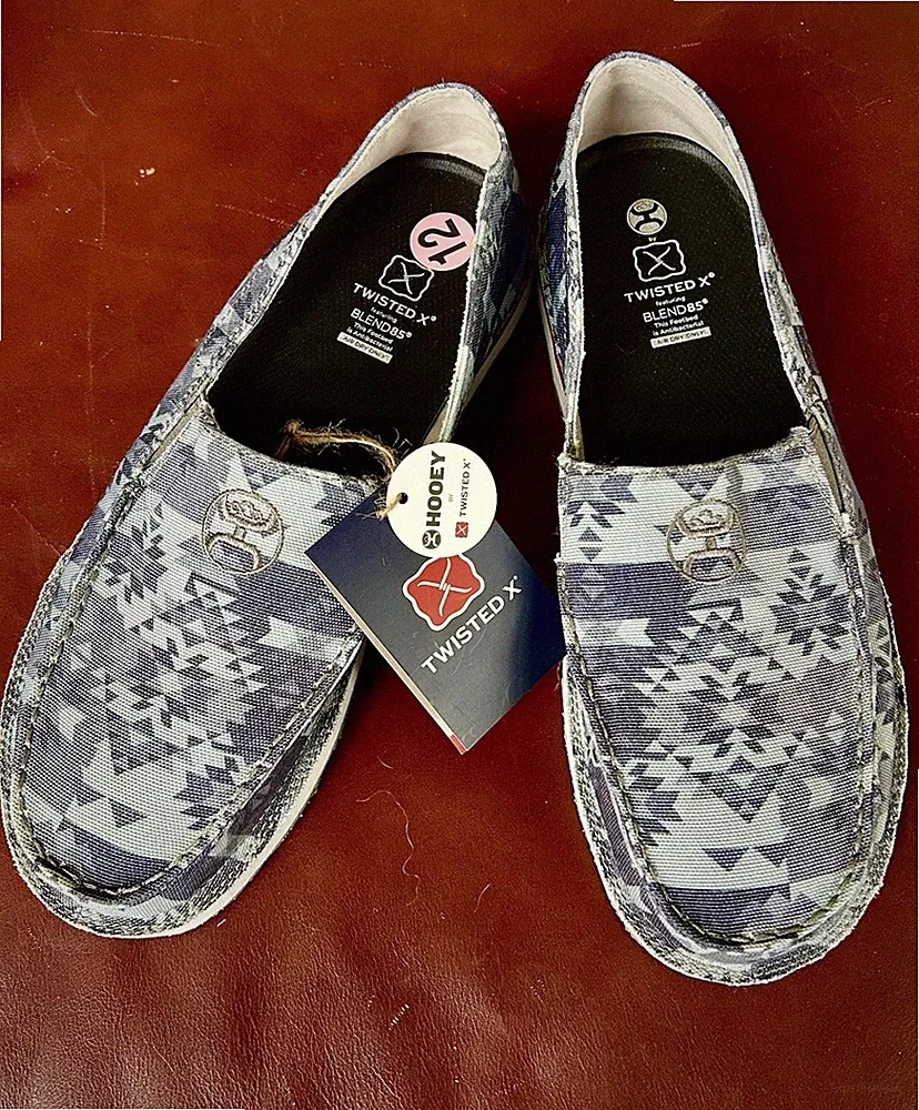 Twisted X Hooey Women's Moccasin Shoes Blue Geometric Slip-On Size 12 Comfort