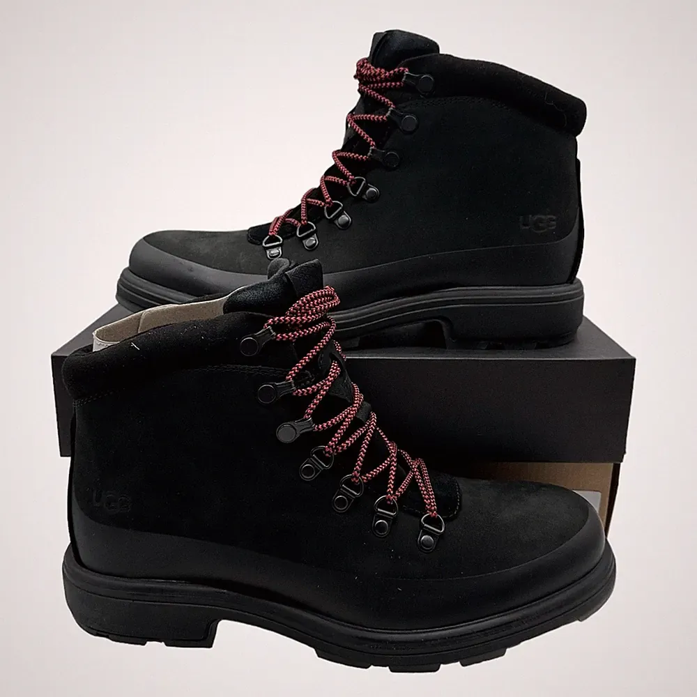 UGG Biltmore Hiking Boots Men's Size 8 Black Leather Waterproof Mid Chelsea