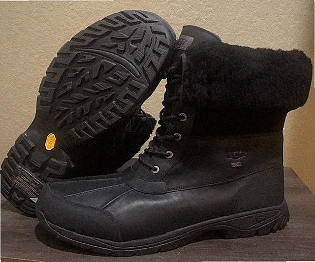 UGG Butte 5521 Men's Waterproof Black Leather Winter Boots sz US 17/EUR 51