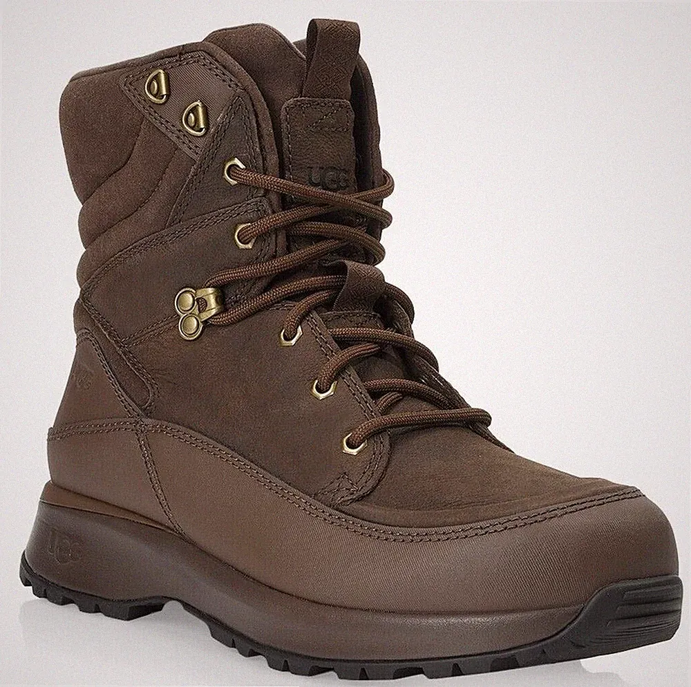 UGG Emmett Boot High Grizzly Leather 1123670-GLTH Men's Hiking Boots AUTHENTIC