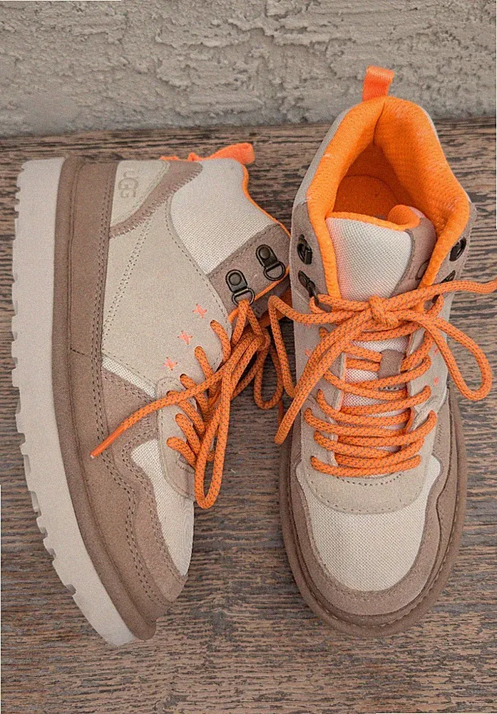UGG Men's Hiking Boots Beige Orange Lace Up Padded Collar Pull Tab Treadlite 8.5