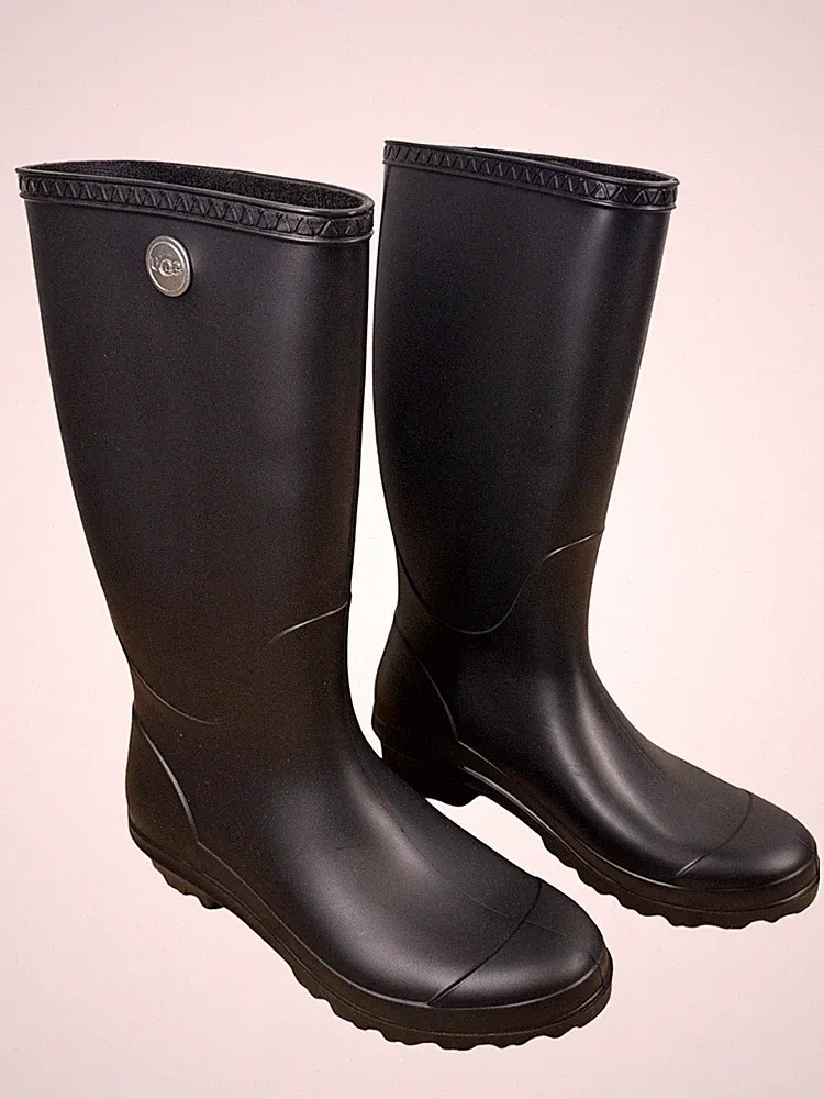 UGG Sienna Black Rubber Women's Rain Boots Size 8 EU 39 - Mid Calf - NEW NO BOX