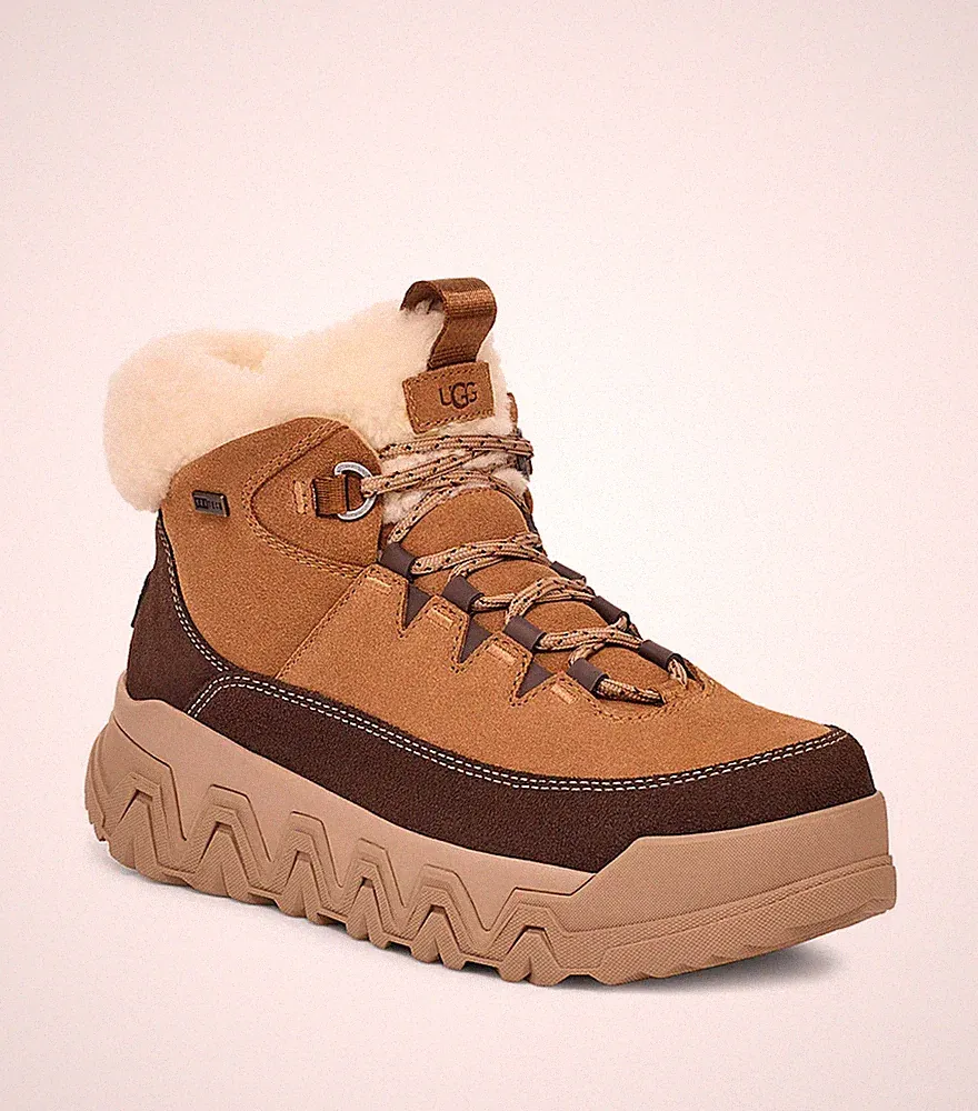 UGG Terretrail Cozy Lace Chestnut Waterproof Boot, New W/ Original Packaging