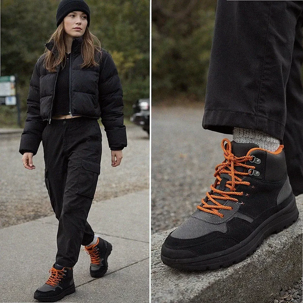 UGG Women's Black Grey Orange Lace Up Winter Hiking Boots Sz 11 Gorpcore Granola