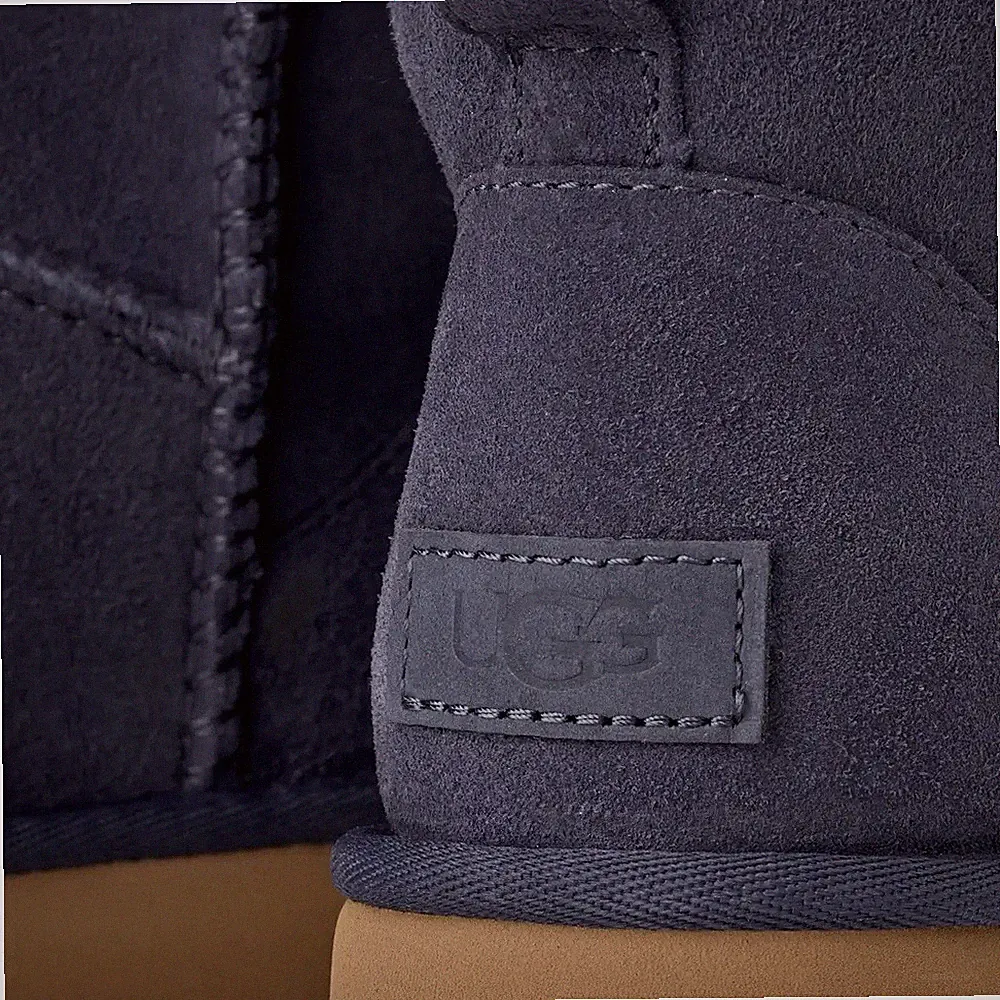 UGG Women's Navy Suede Pull-On Lined Ankle Snow Boots Rubber Sole