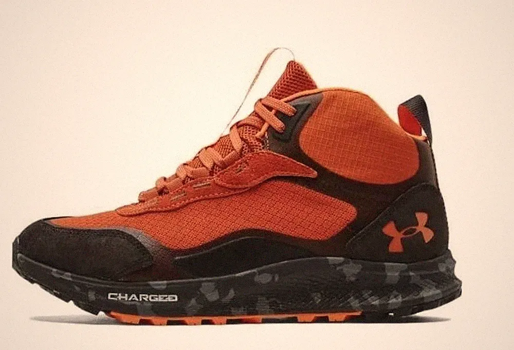Under Armour Men's Charged Hiking Boots Orange Black Outdoor Trail Shoes